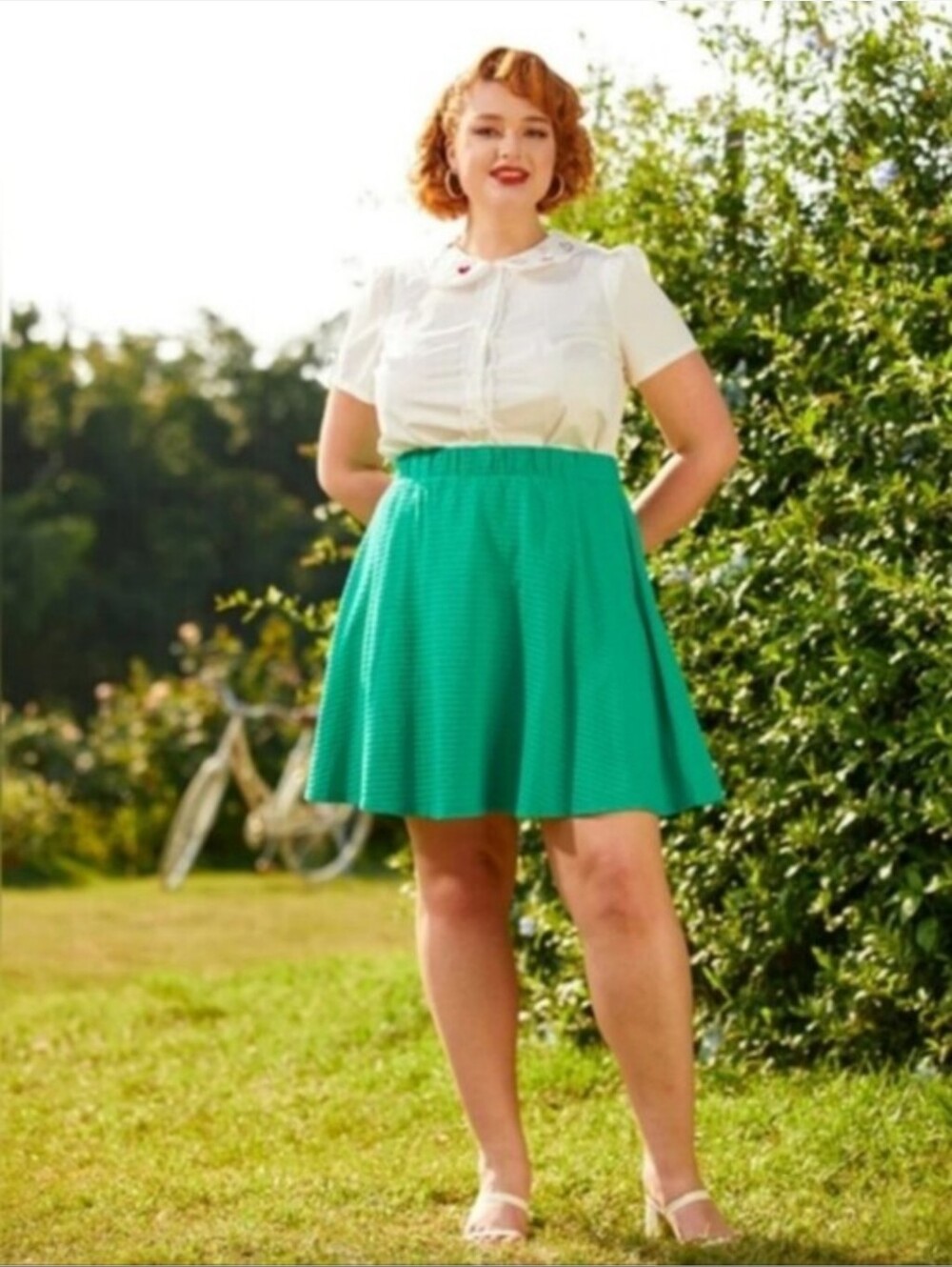 ☀️SUMMER SALE!! NWT Modcloth Green Cotton Blend Skater Skirt